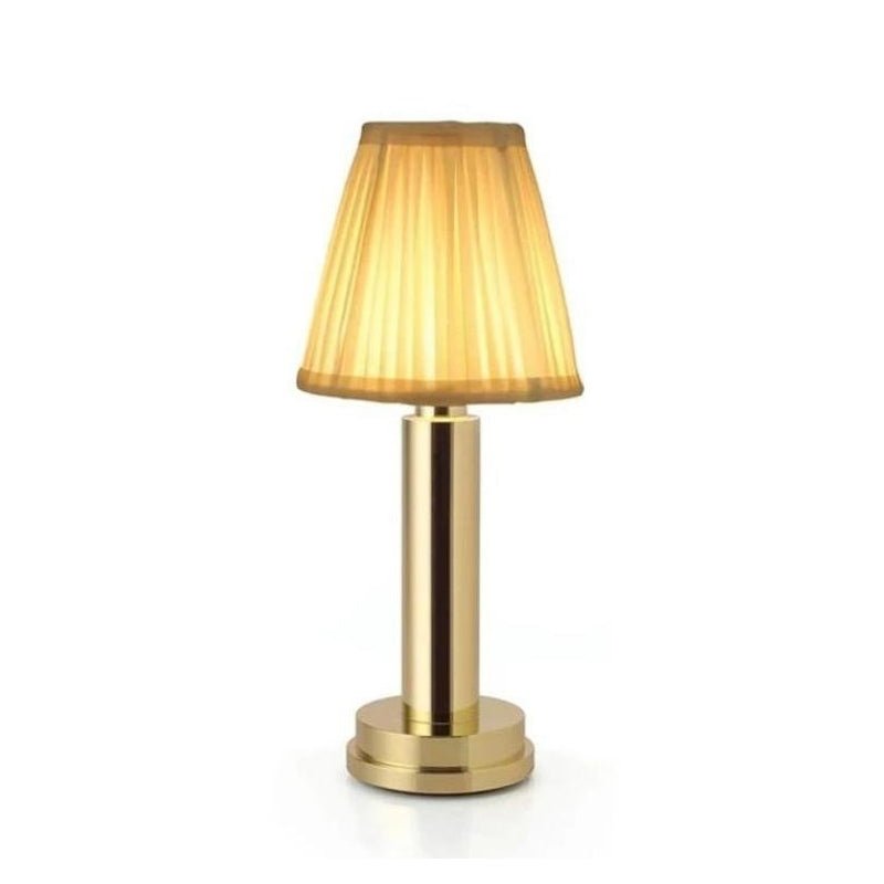 Vintage Table Lamp with Pleated Fabric Shade - Lattea Global