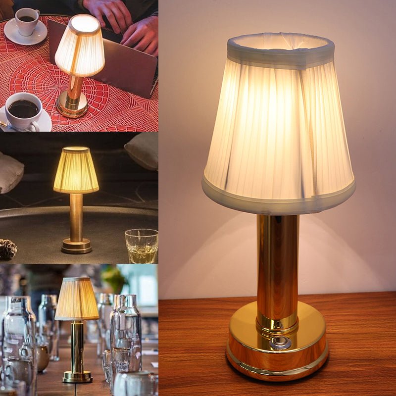 Vintage Table Lamp with Pleated Fabric Shade - Lattea Global