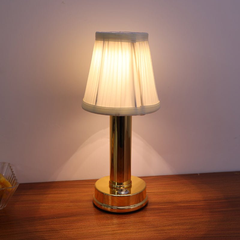 Vintage Table Lamp with Pleated Fabric Shade - Lattea Global