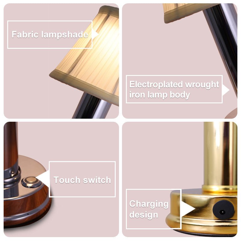Vintage Table Lamp with Pleated Fabric Shade - Lattea Global