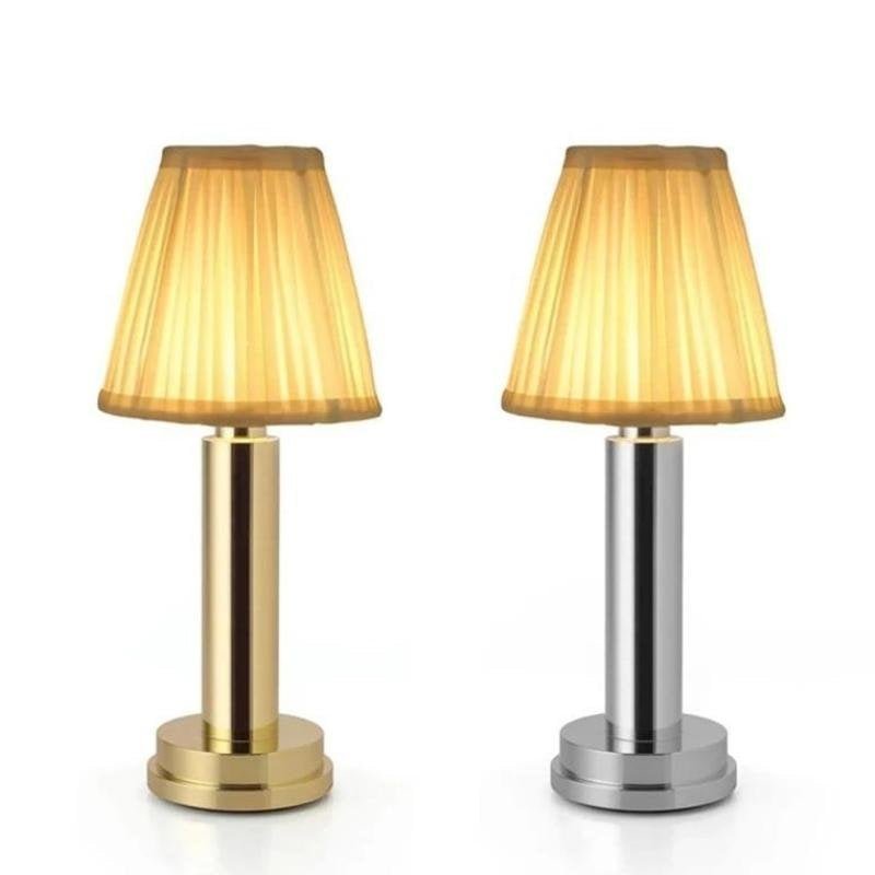 Vintage Table Lamp with Pleated Fabric Shade - Lattea Global