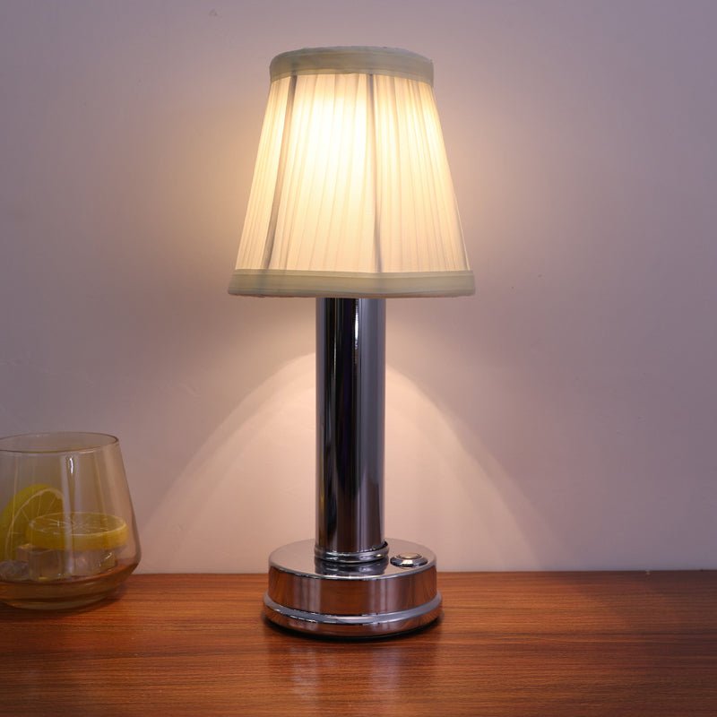 Vintage Table Lamp with Pleated Fabric Shade - Lattea Global