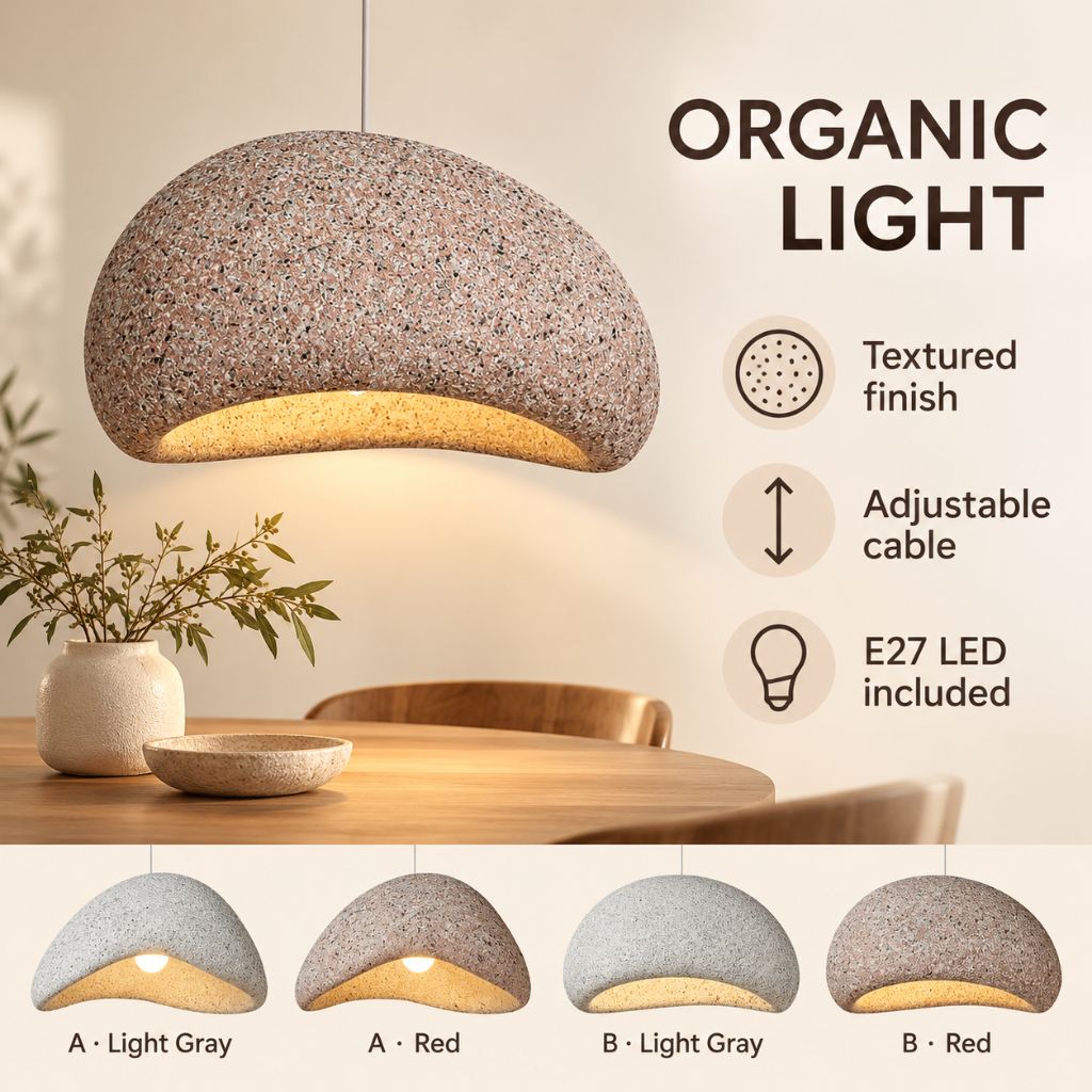 Wabi Sabi Textured Dome Pendant Light with Adjustable Cable