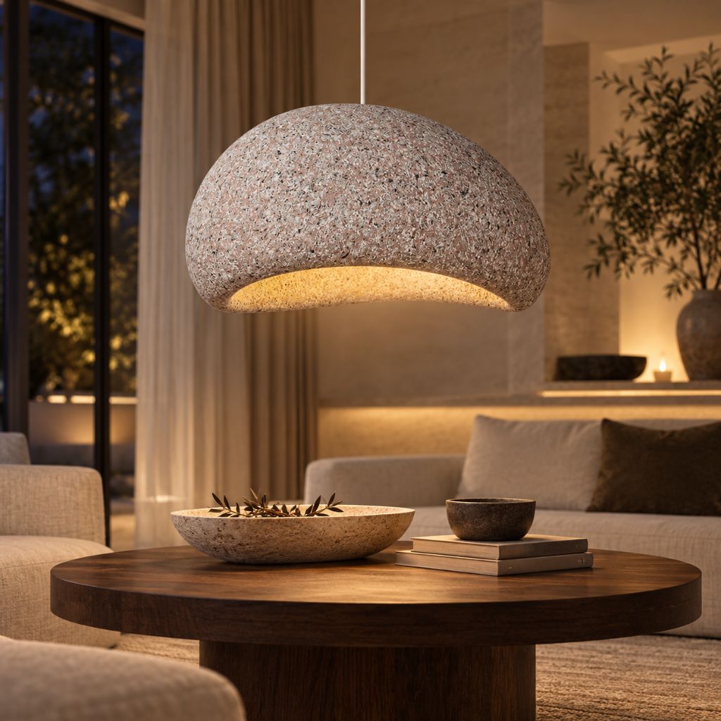 Wabi Sabi Textured Dome Pendant Light with Adjustable Cable