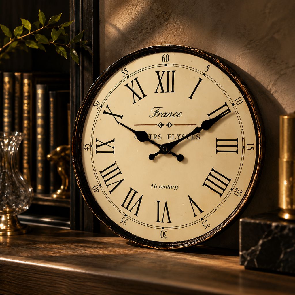 Wall Clock Classic French Design - Silent Quartz Movement