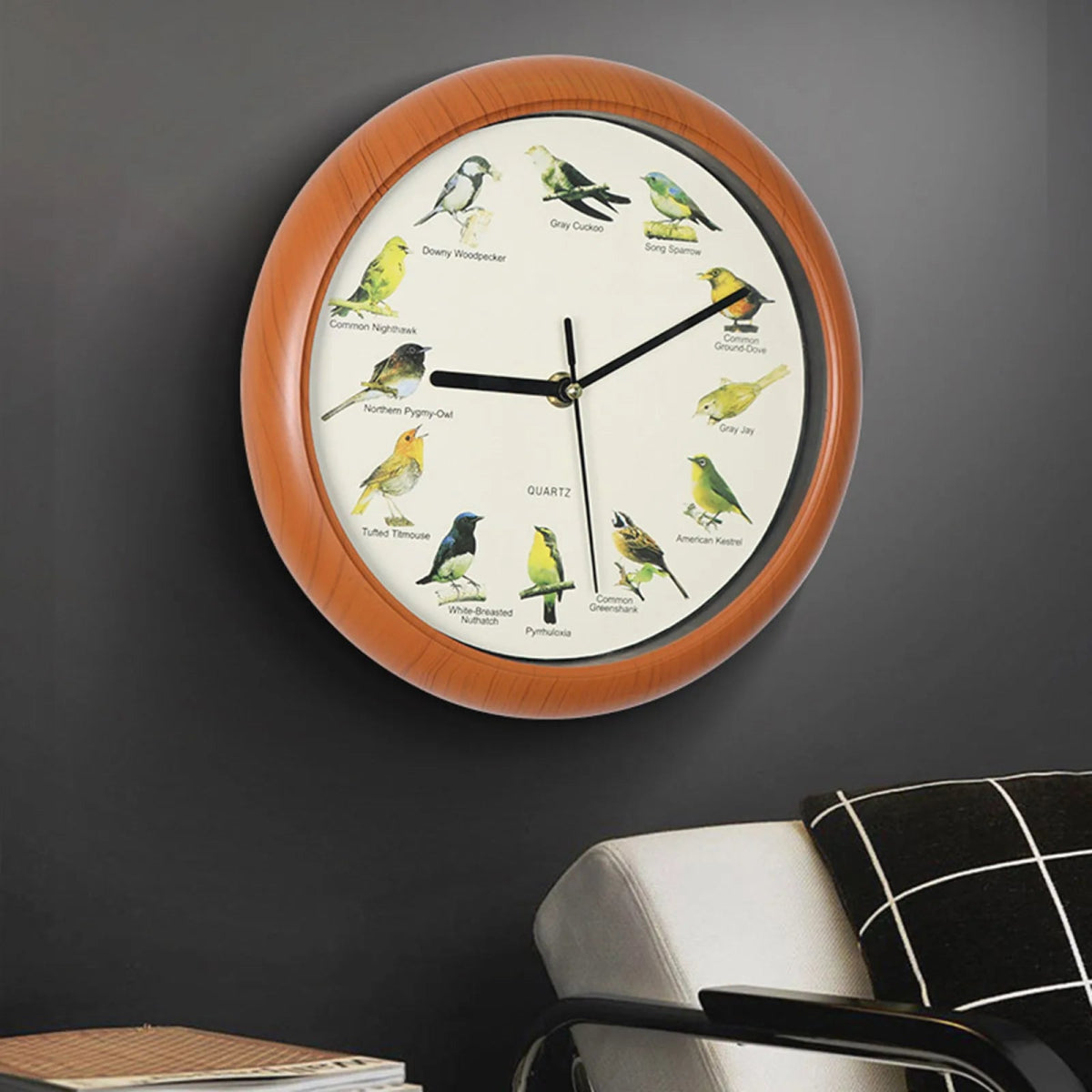Wall Clock Decorative Timepiece Bird Chirping Sounds - Lattea Global