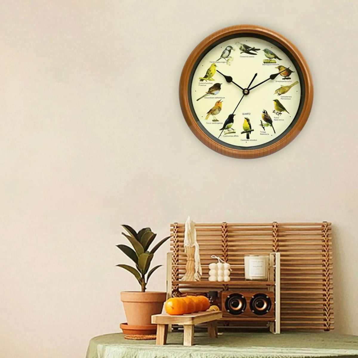 Wall Clock Decorative Timepiece Bird Chirping Sounds - Lattea Global
