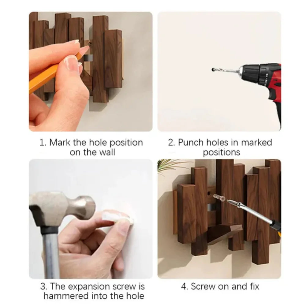 Wall-mounted coat rack premium wood wall hooks – view 20