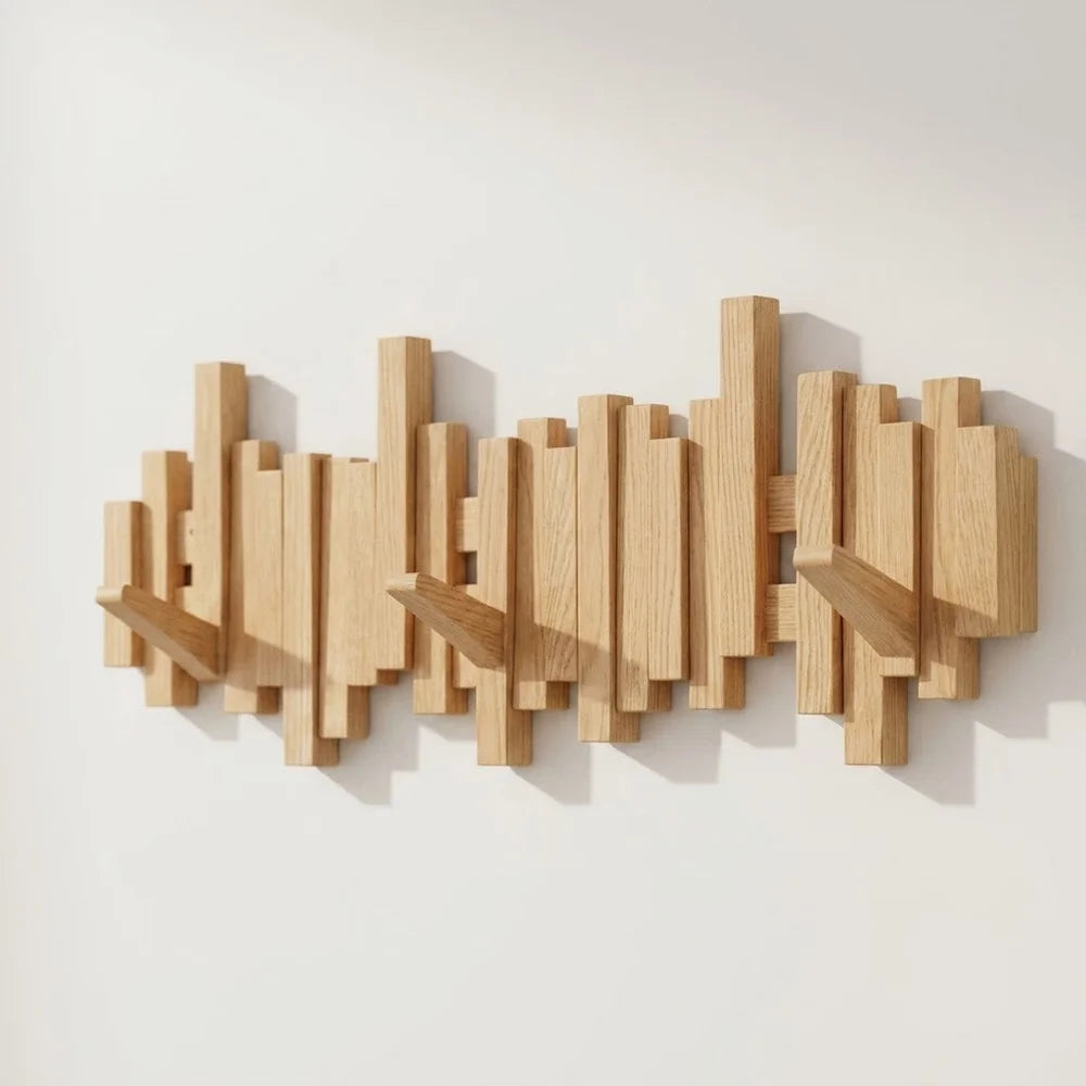 Wall-mounted coat rack premium wood wall hooks – view 23