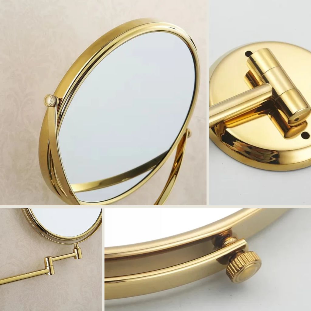 Wall Mounted Double Sided Makeup Mirror – Extending Folding Dual-Arm Bracket