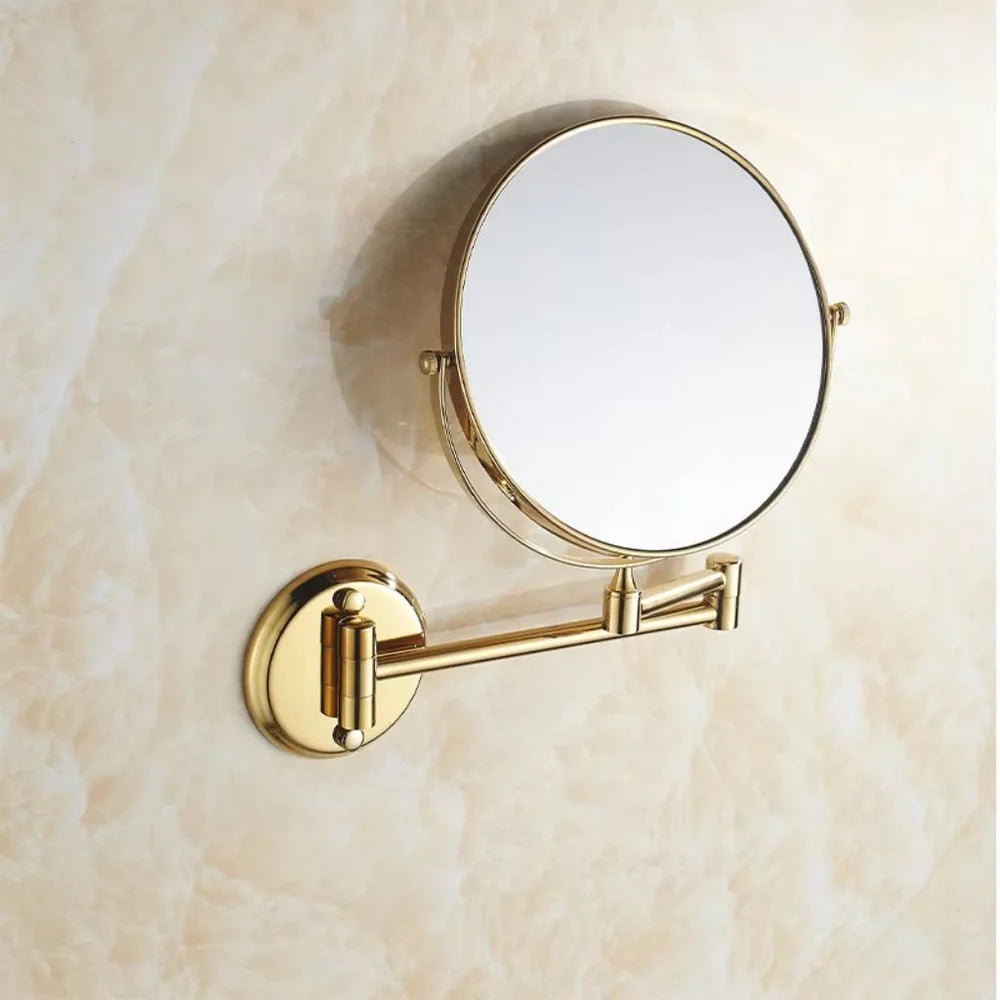 Wall mounted double sided makeup mirror extending folding dual-arm bracket – view 14