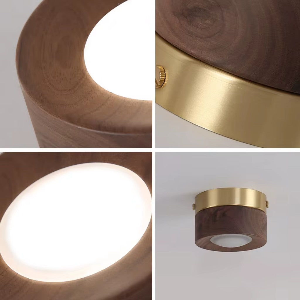 Walnut Wood LED Ceiling Spotlight