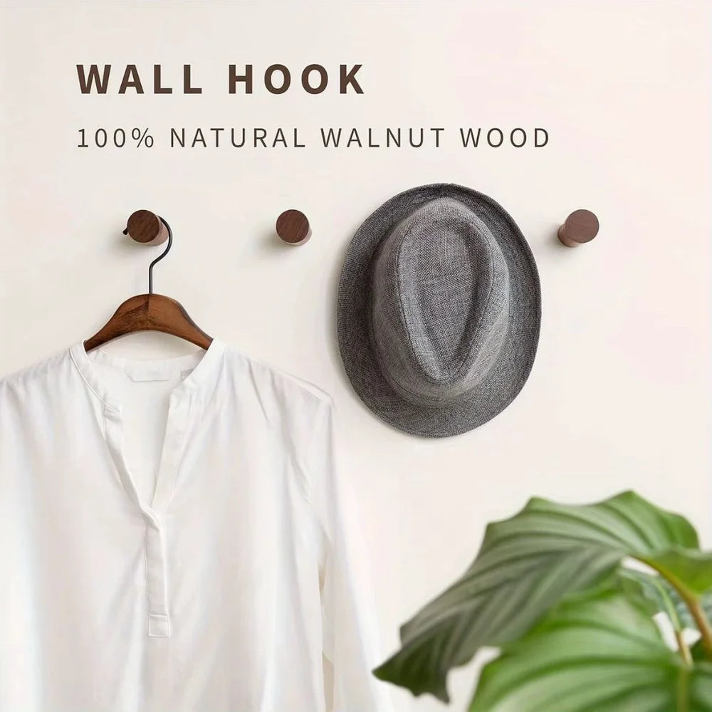 Walnut wood wall hooks set handcrafted anti-slip - view 10