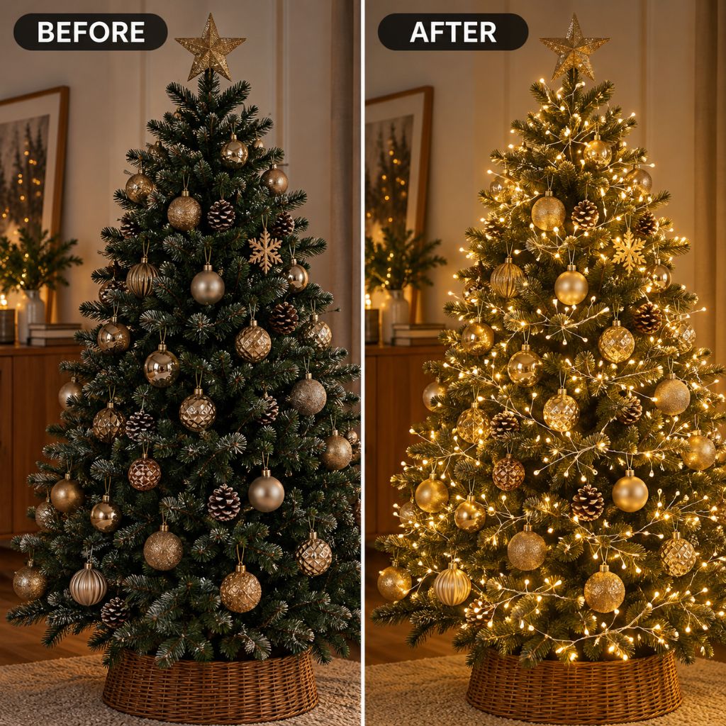 Warm White LED Cluster String Lights with Remote Control