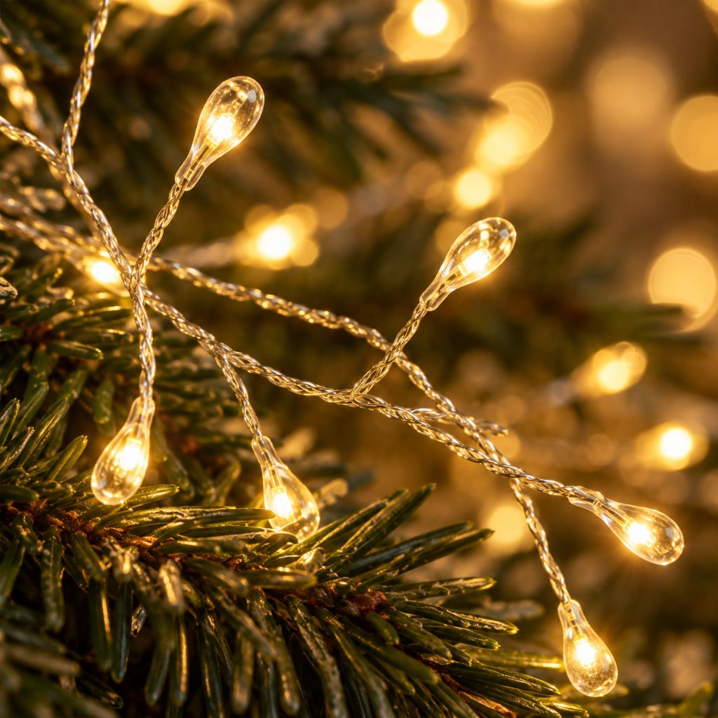 Warm White LED Cluster String Lights with Remote Control