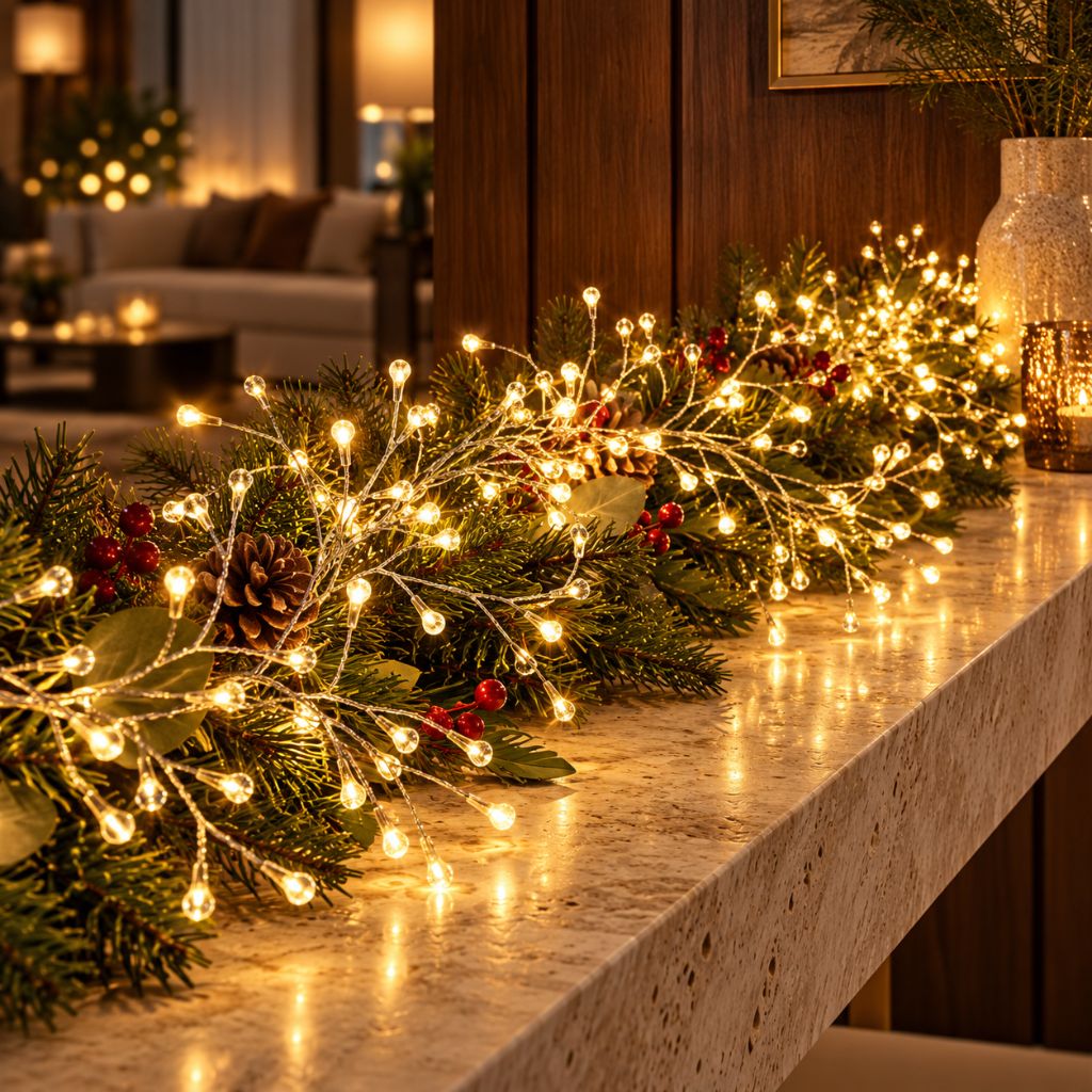 Warm White LED Cluster String Lights with Remote Control