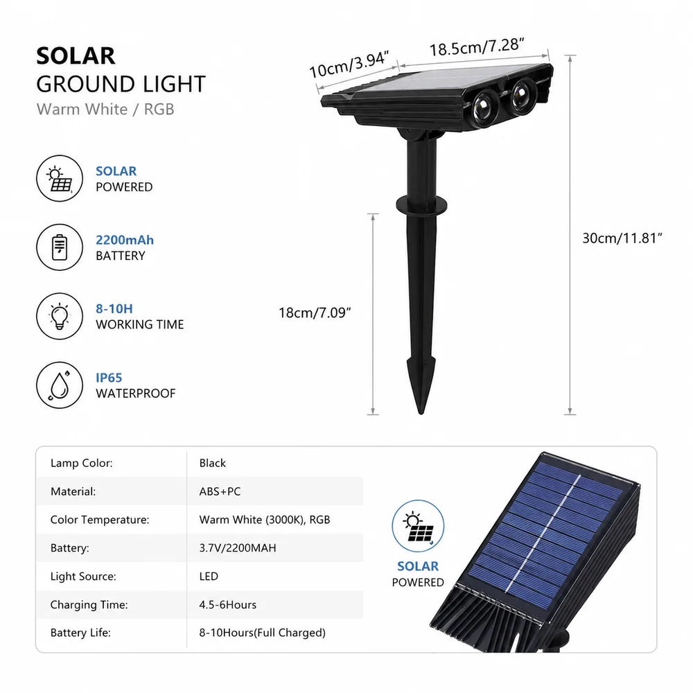 Waterproof led solar spotlight multi-zoom landscape lighting - view 21