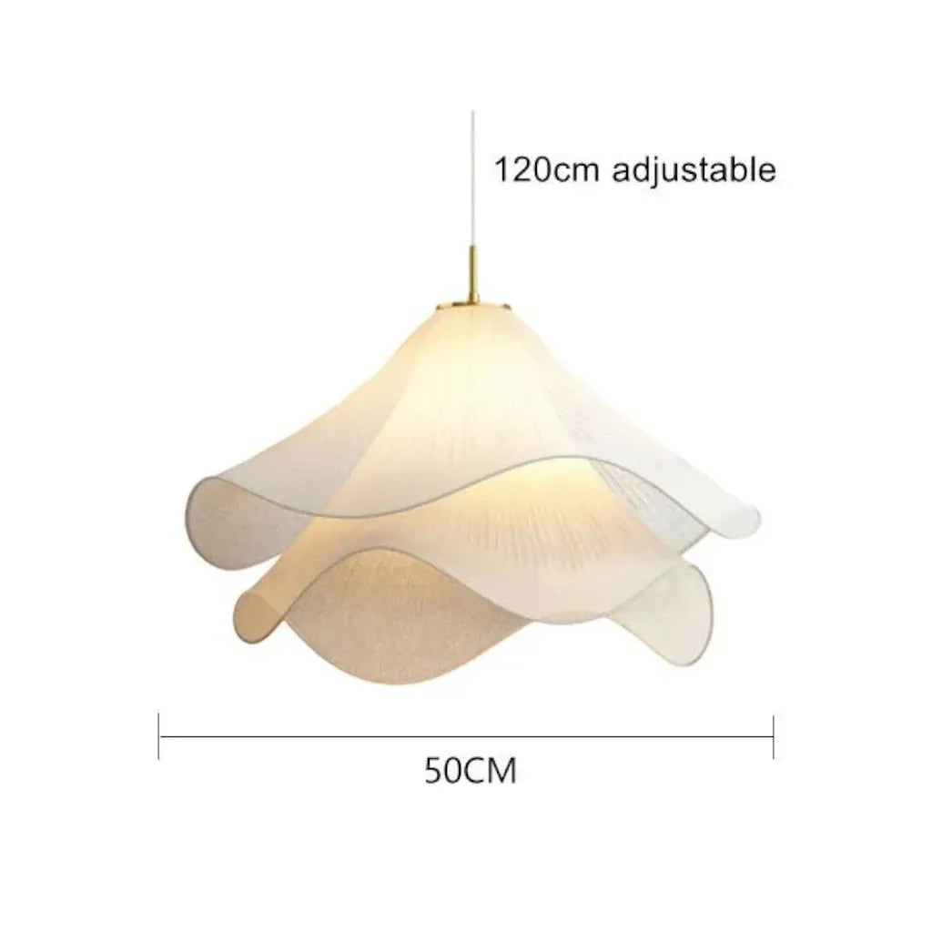 White Fabric Flower LED Pendant Light