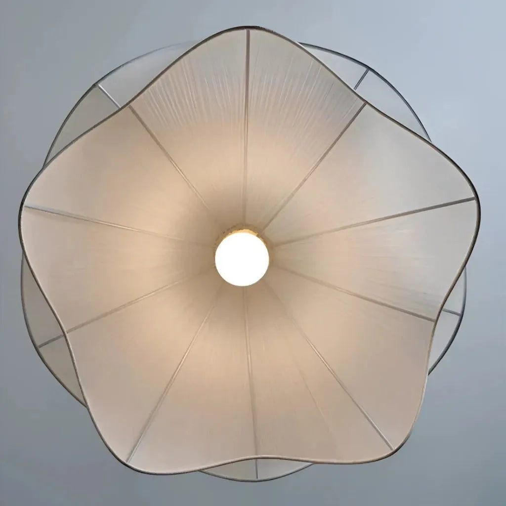 White Fabric Flower LED Pendant Light