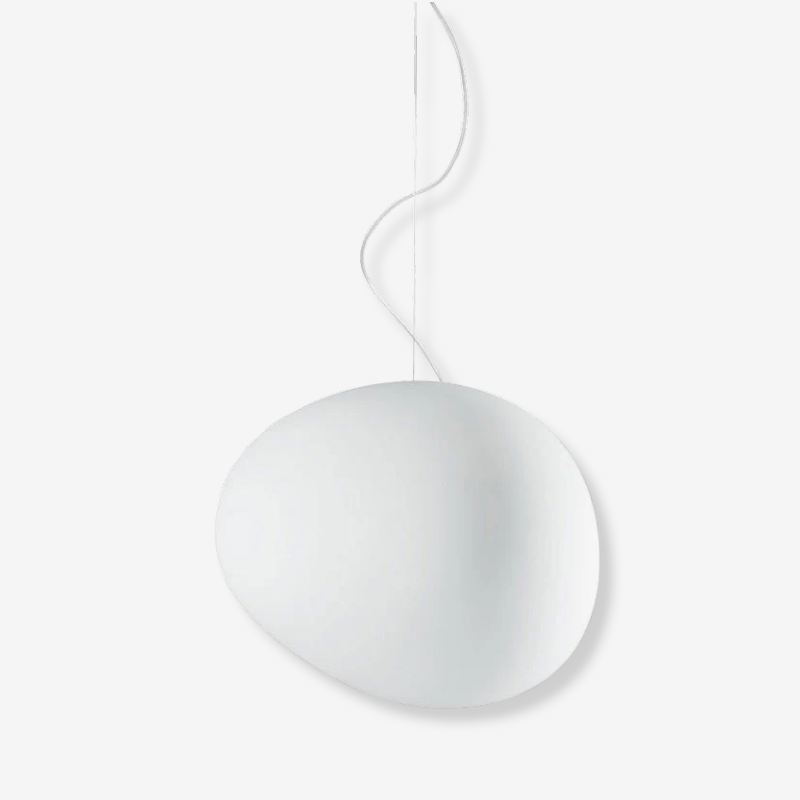 White Glass Globe Pendant Light with Adjustable Wire