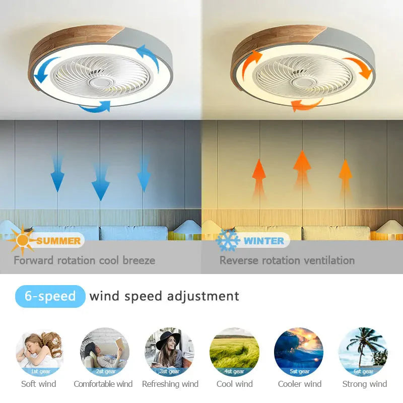 Wood Ceiling Fans with LED Lights - Lattea