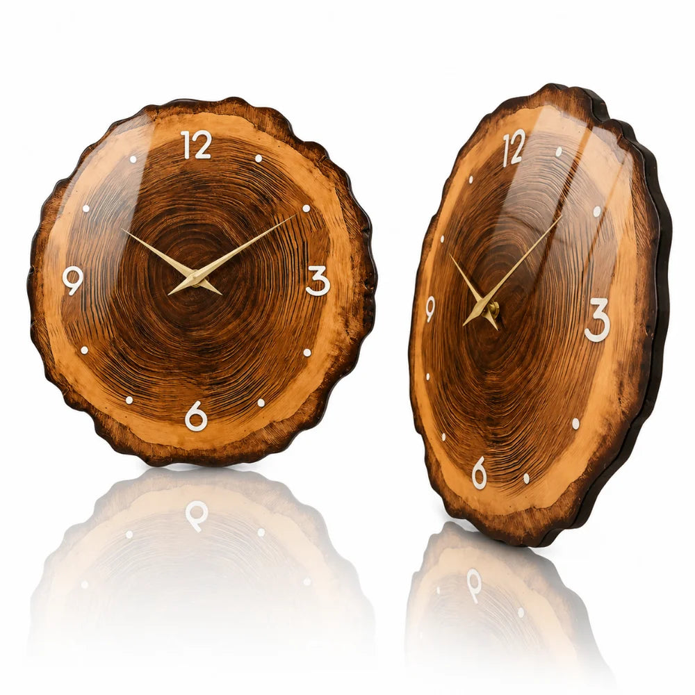 Wood slice large wall clock - rustic tree ring design – view 5