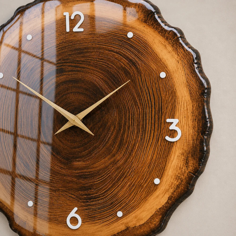 Wood slice large wall clock - rustic tree ring design – view 7