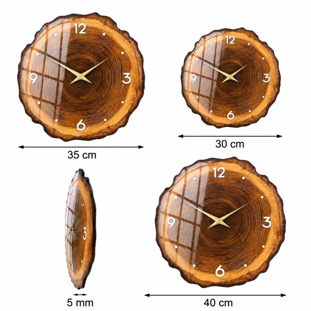 Wood slice large wall clock - rustic tree ring design – view 12