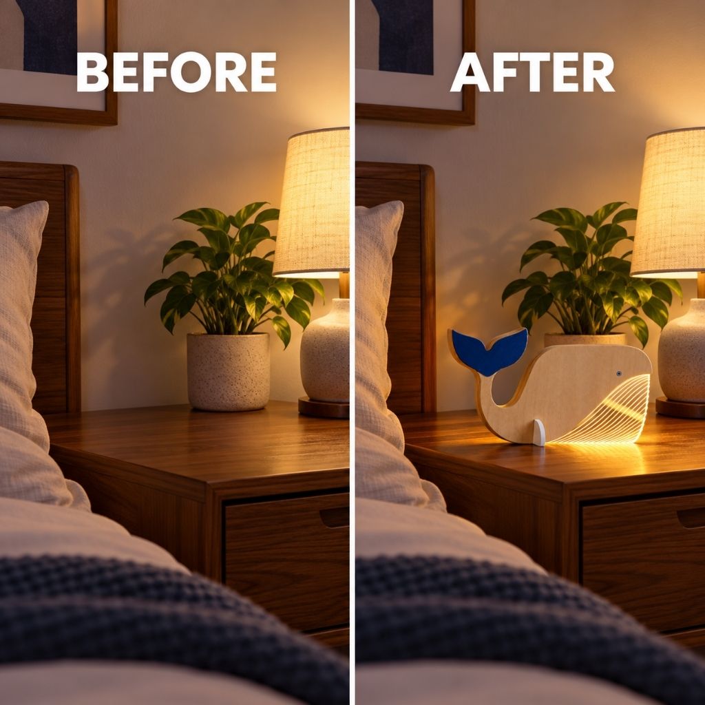 Wooden Animal Table Lamp with Illuminated Acrylic Details