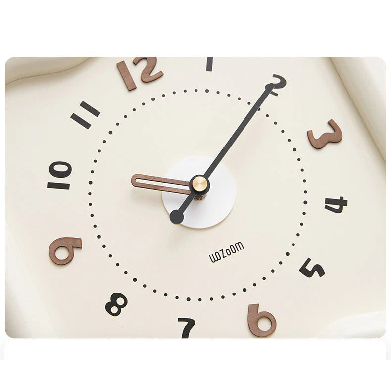 Wooden Rocking Wall Clock – Wavy Edge & Silent Cream Design